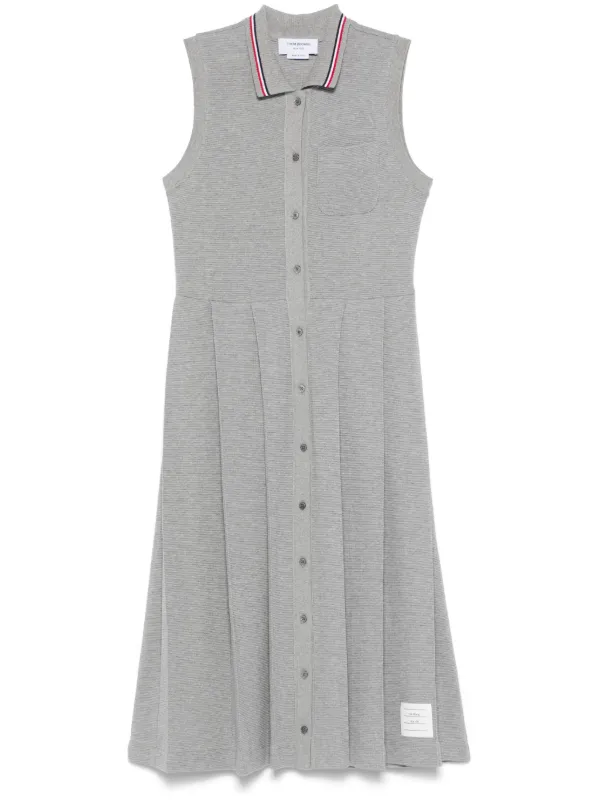Thom Browne RWB-stripe Pleated Midi Dress - Grey