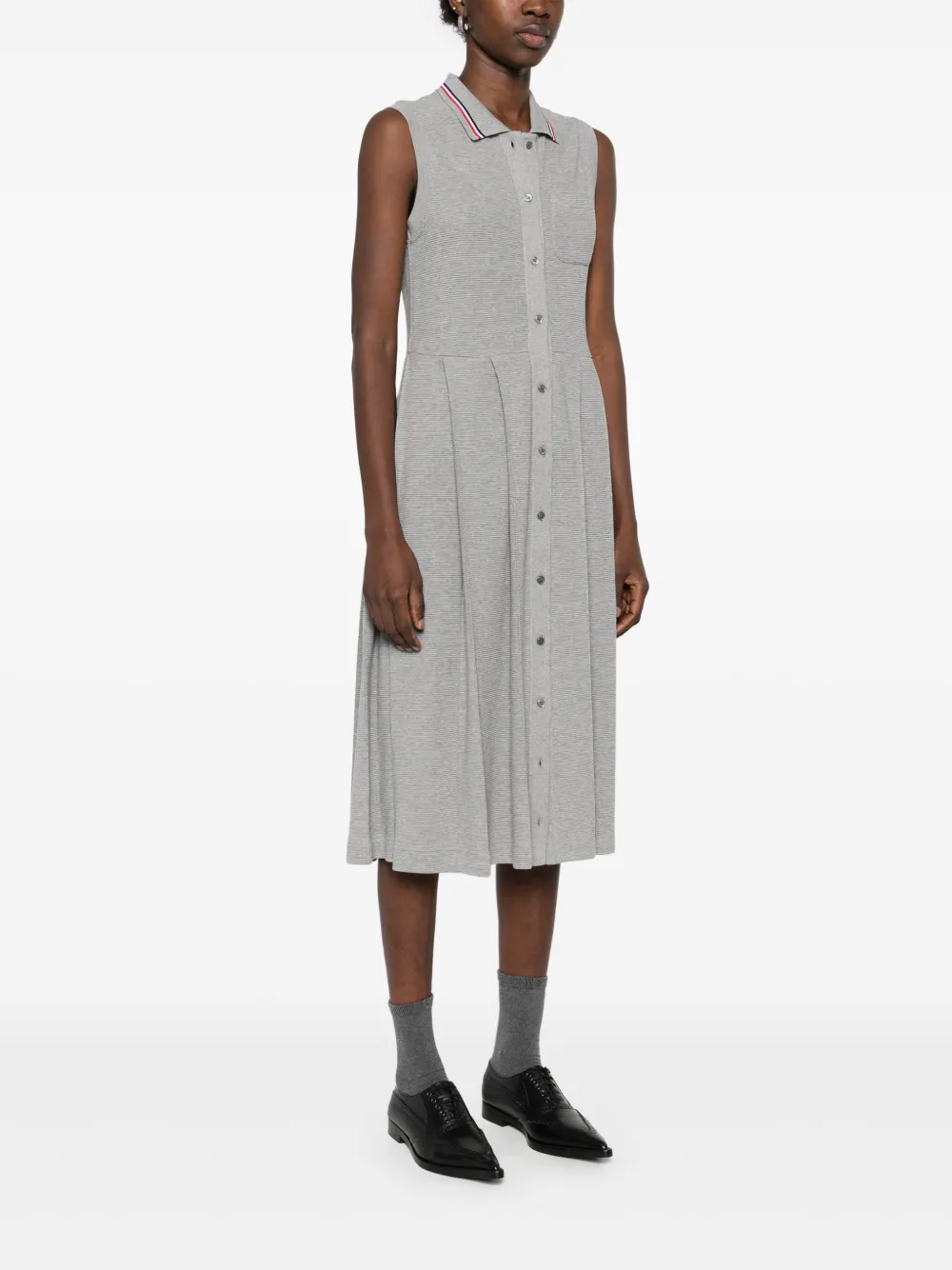 Thom Browne Geplooide mini-jurk met RWB-streep Grijs