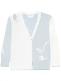Thom Browne feather-intarsia cotton cardigan - Blue