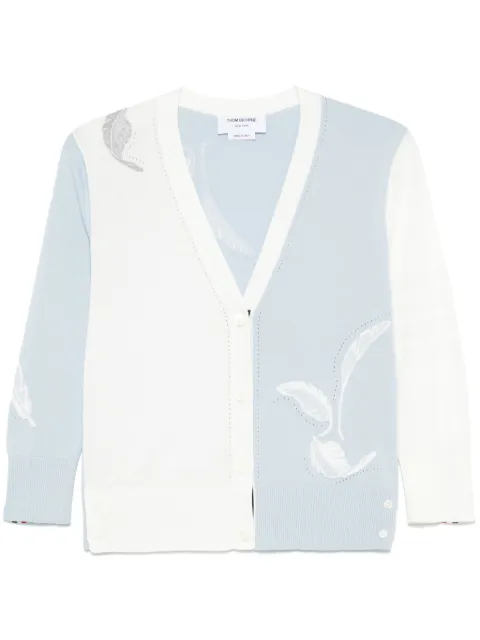 Thom Browne feather-intarsia cotton cardigan