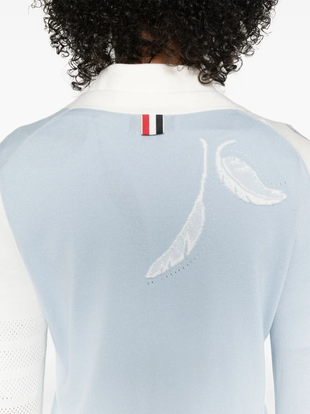 Thom Browne Katoenen vest met veren intarsia Blauw