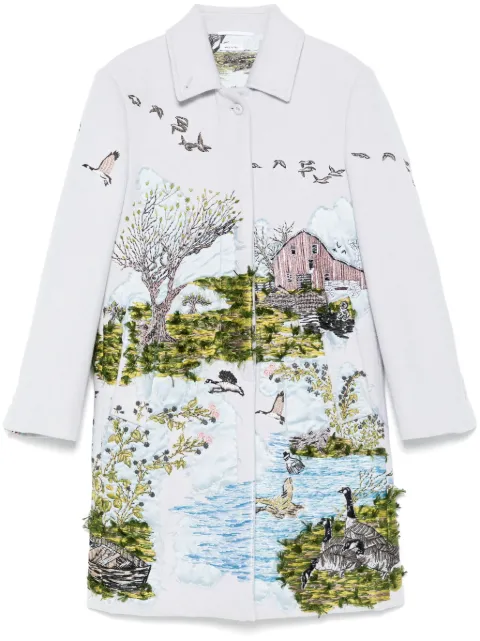 Thom Browne bal-collar scenic-appliqué coat
