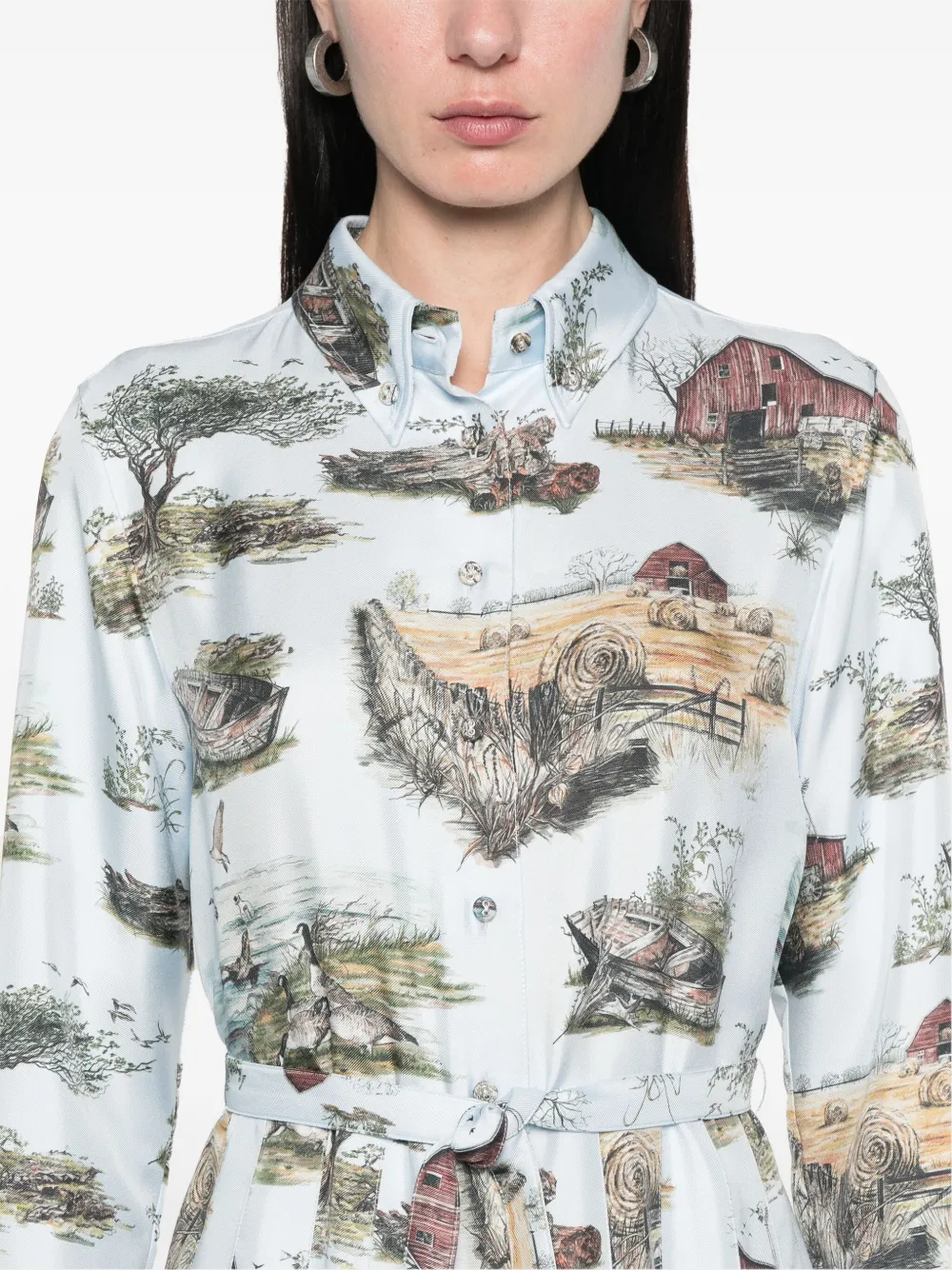 Thom Browne Scenic Toile geplooide maxi-dress Blauw