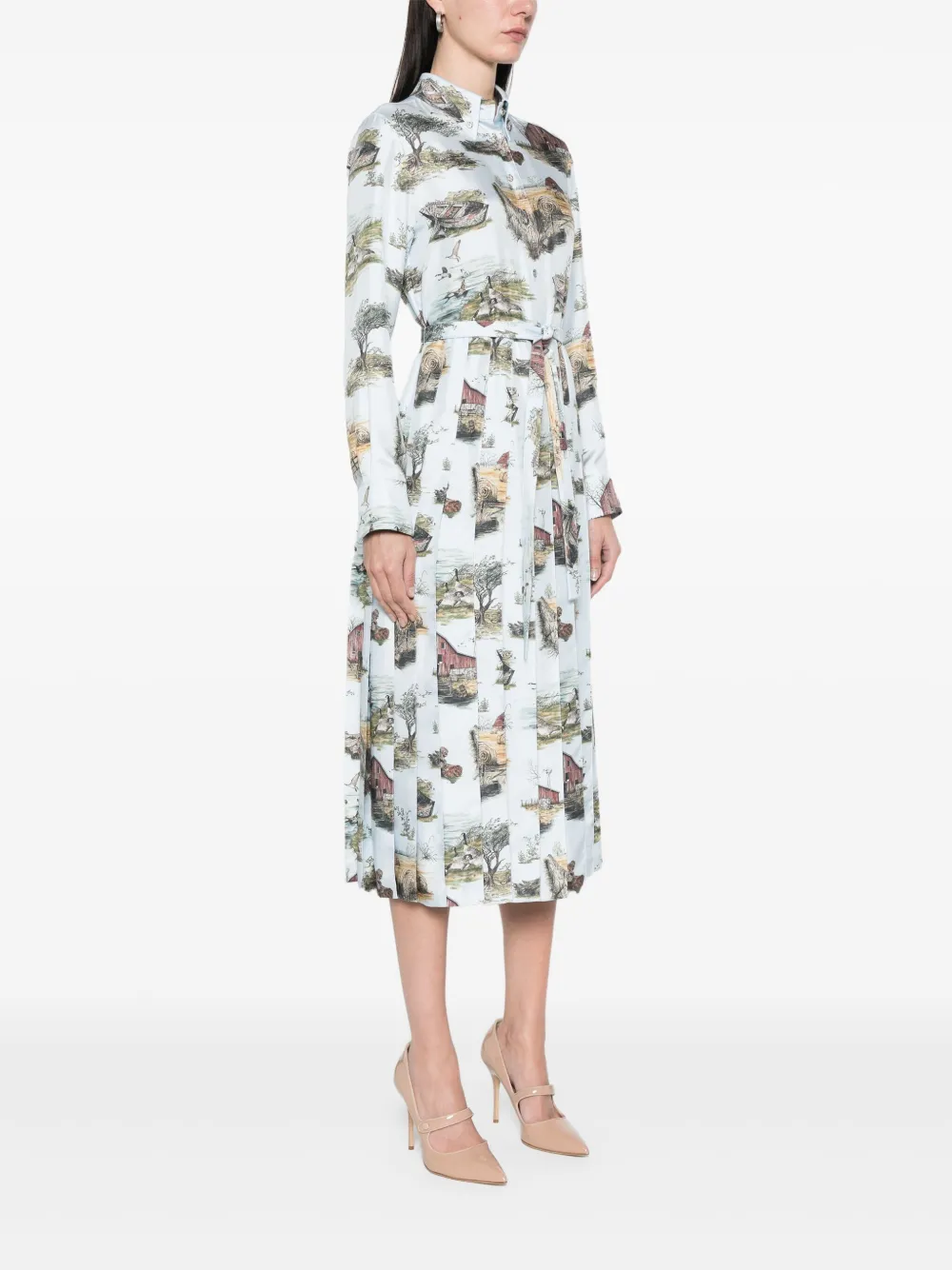 Thom Browne Scenic Toile geplooide maxi-dress Blauw
