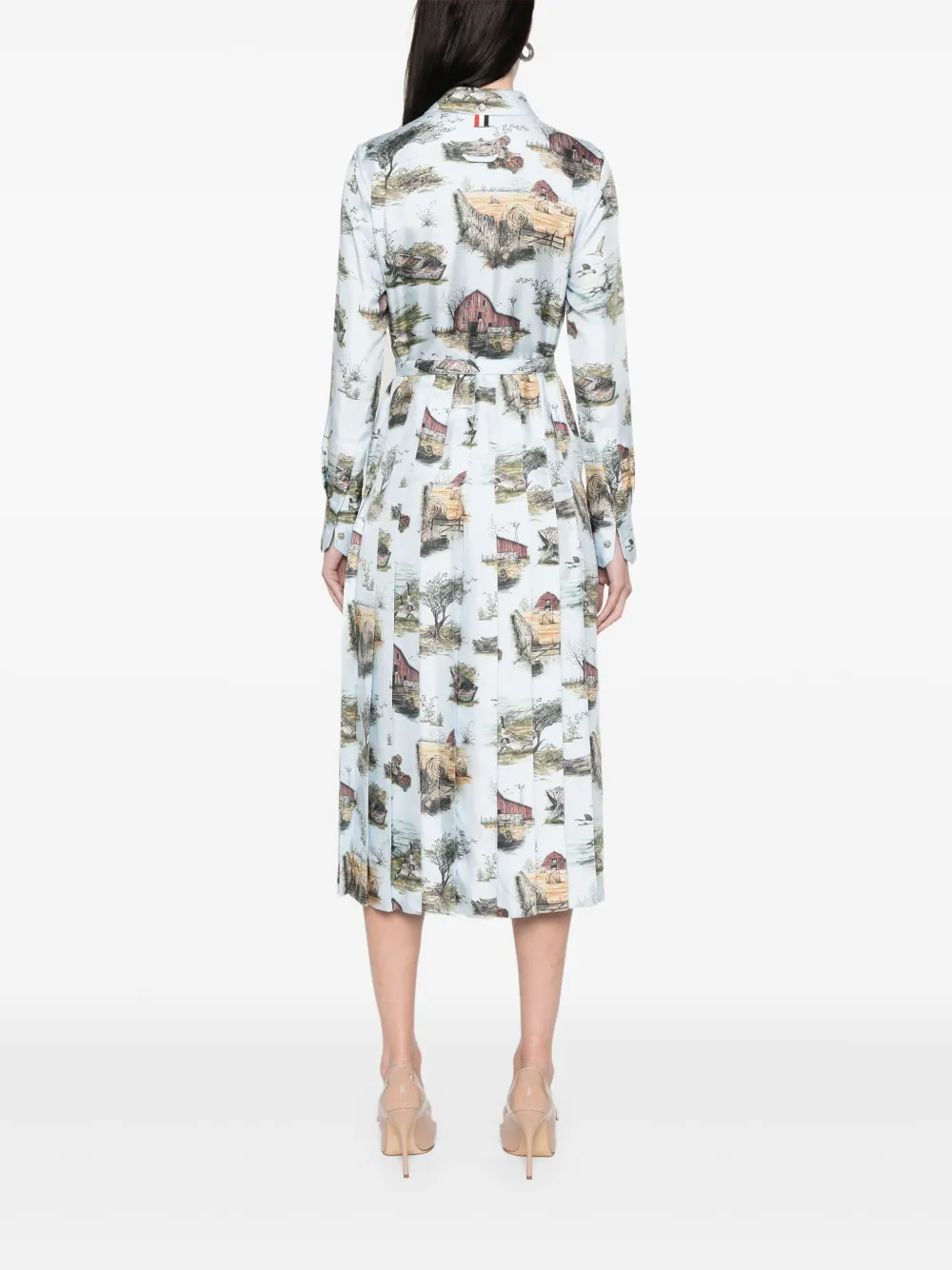 Thom Browne Scenic Toile geplooide maxi-dress Blauw