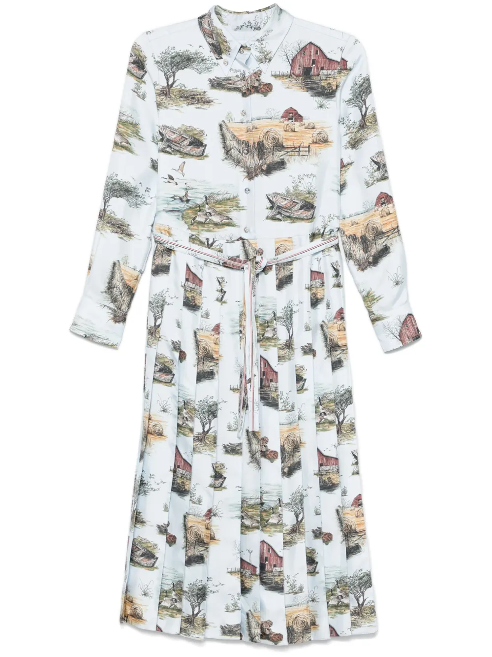Thom Browne Scenic Toile geplooide maxi-dress Blauw