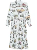 Thom Browne scenic toile pleated maxi dress - Blue