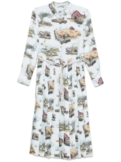 Thom Browne vestido largo Scenic Toile con diseño plisado