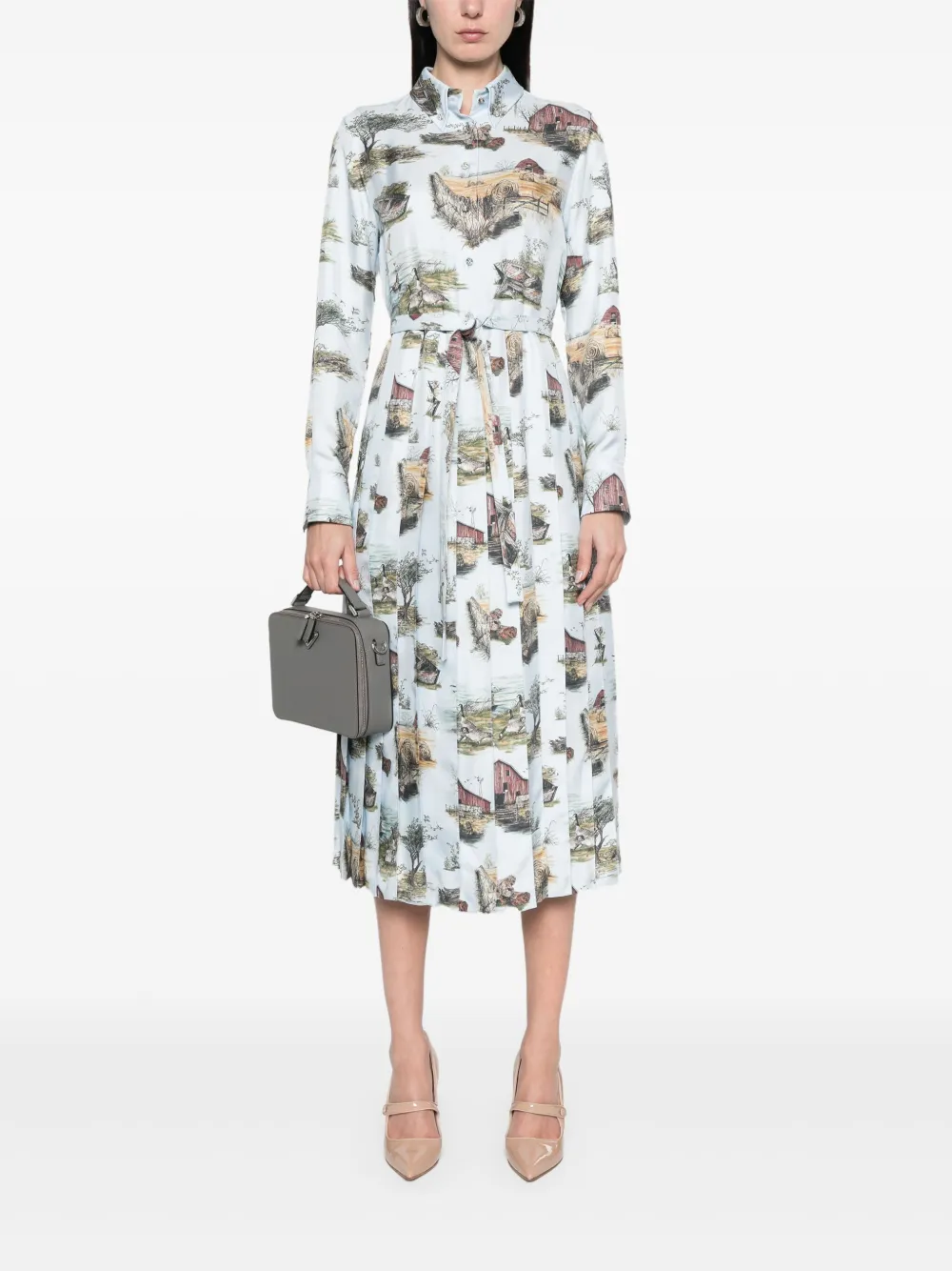 Thom Browne Scenic Toile geplooide maxi-dress Blauw