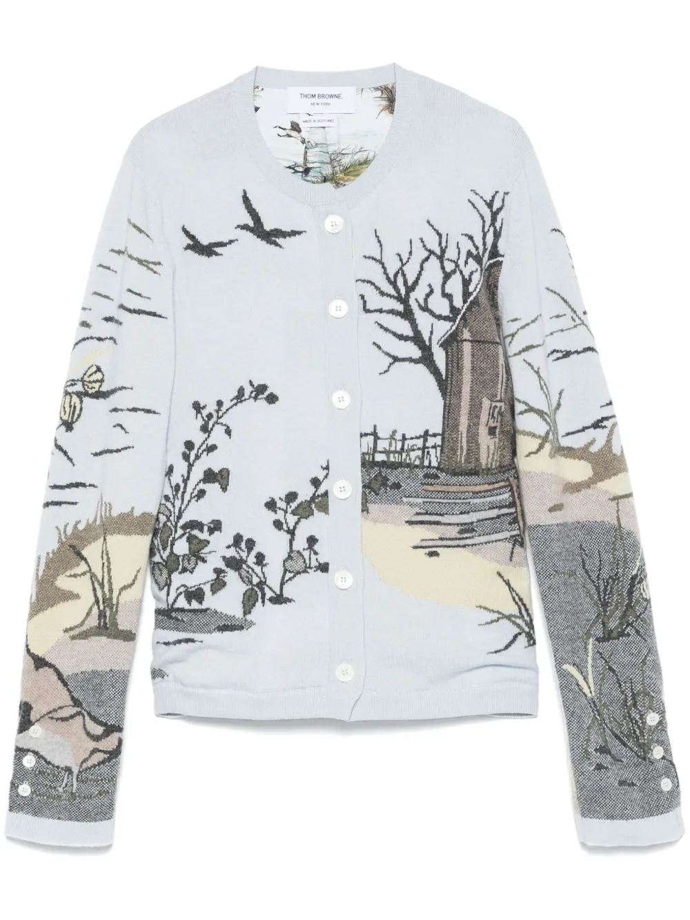 Thom Browne Seasonal Scenic kasjmier vest met intarsia Blauw