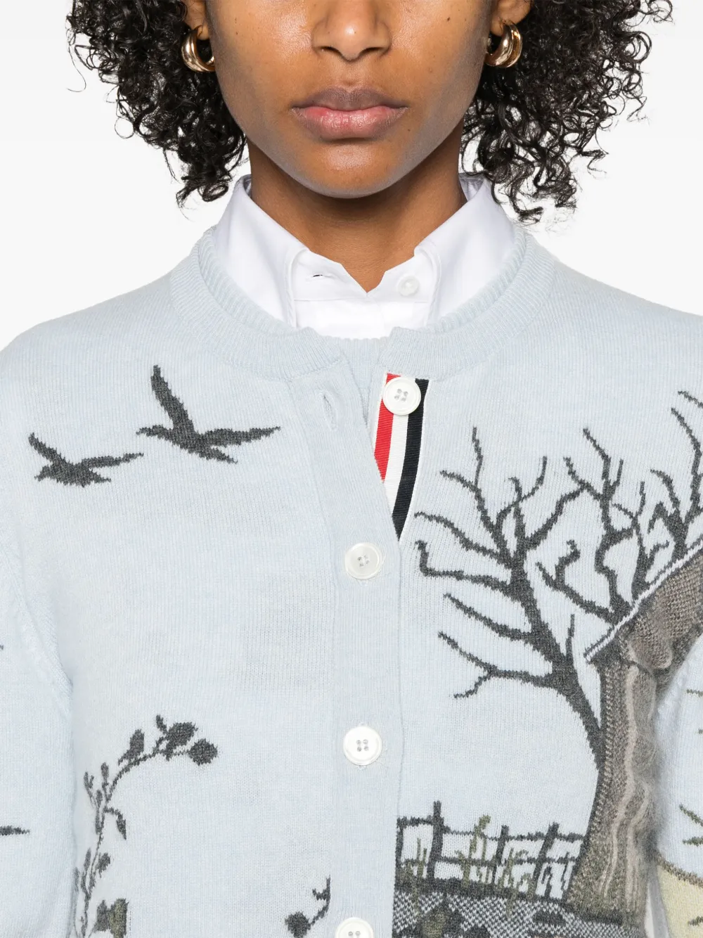 Thom Browne Seasonal Scenic kasjmier vest met intarsia Blauw