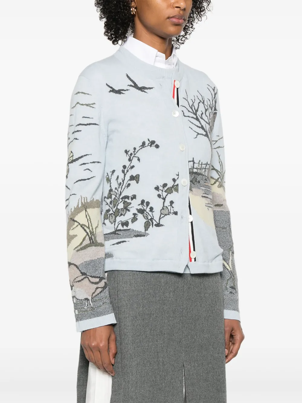Thom Browne Seasonal Scenic kasjmier vest met intarsia Blauw