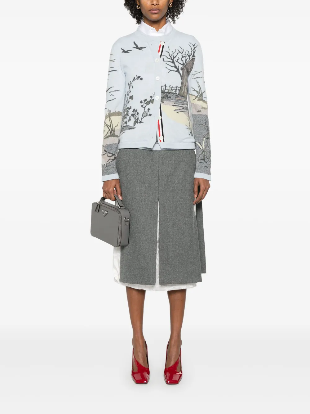 Thom Browne Seasonal Scenic kasjmier vest met intarsia Blauw