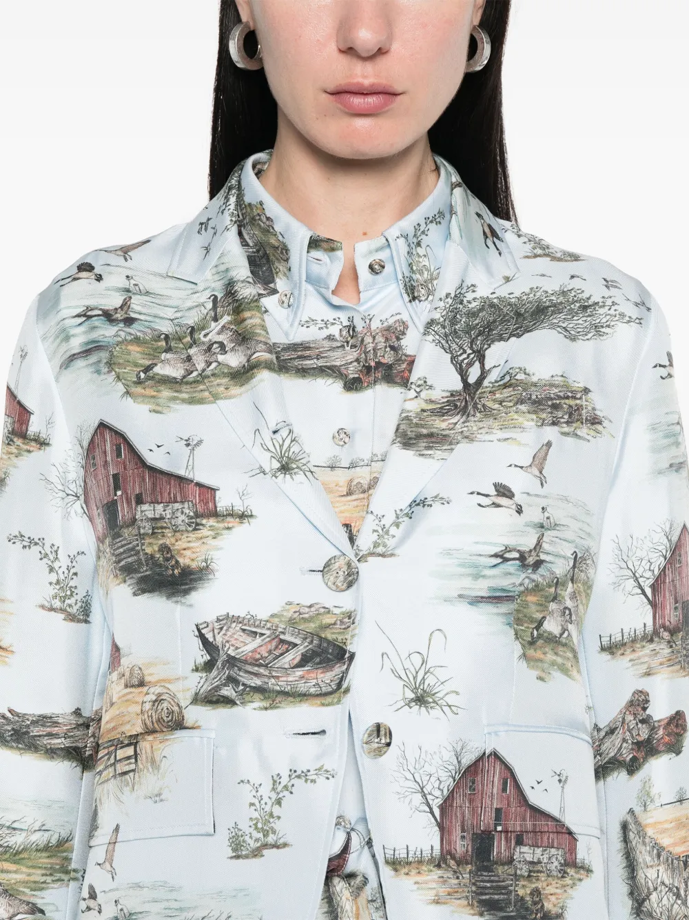 Thom Browne Blazer met print Blauw
