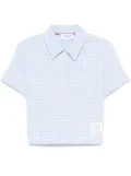 Thom Browne gingham-check tweed polo top - Blue