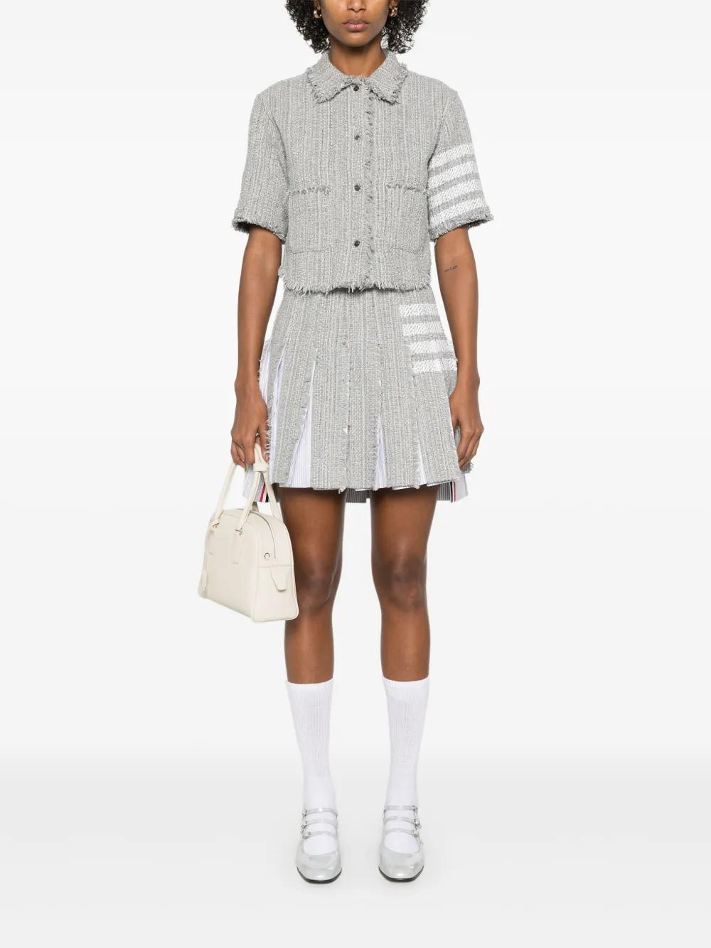 Thom Browne 4-Bar tweed blouse - Grijs
