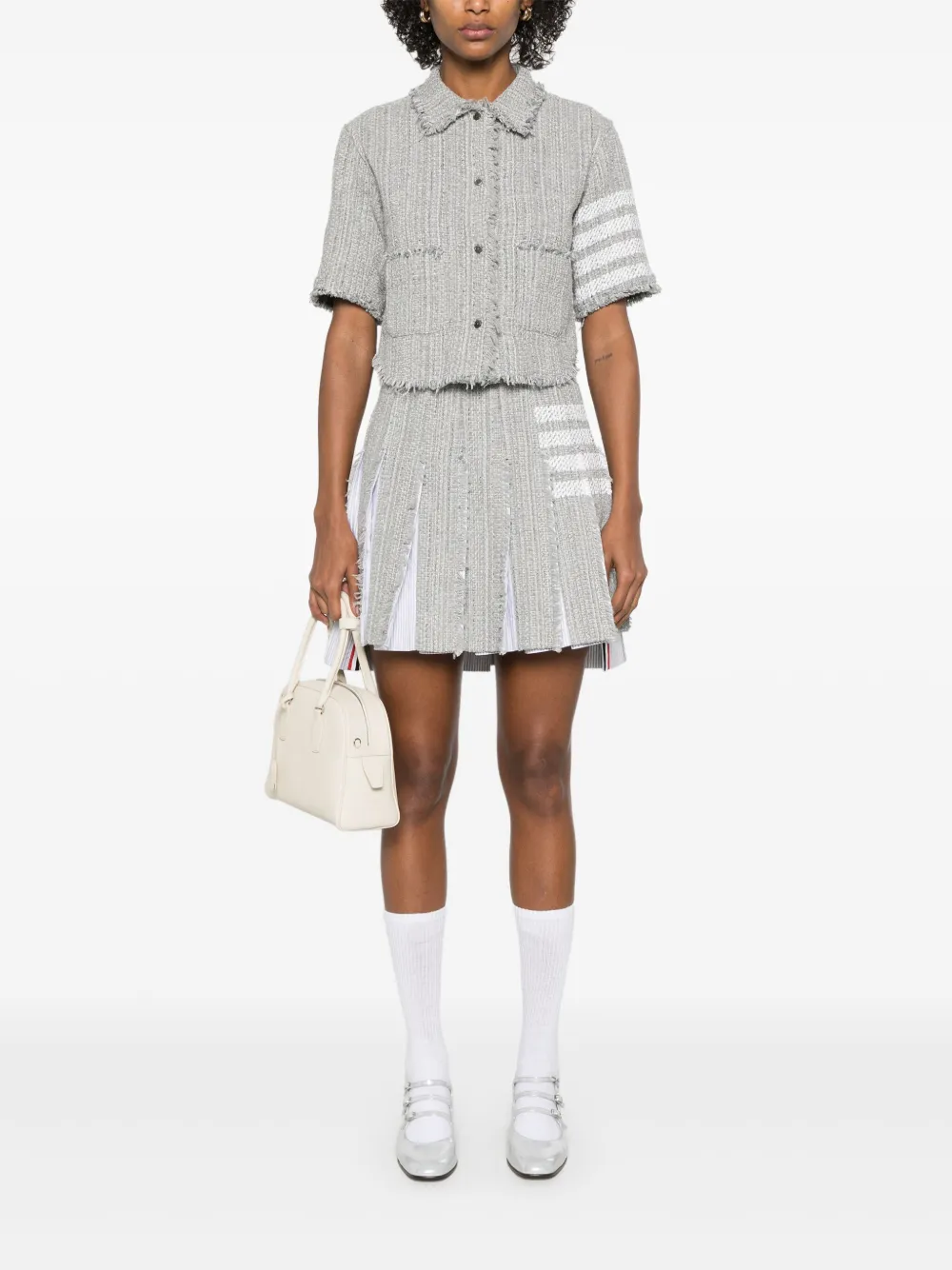 Thom Browne 4-Bar tweed mini-rok Grijs