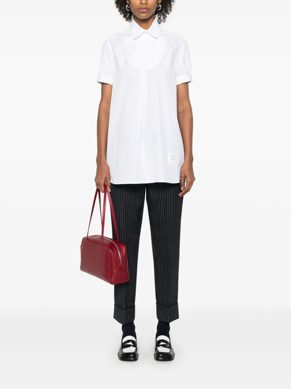 Thom Browne bib-detail poplin tunic | Tunic Tops & Kaftans | Image 2