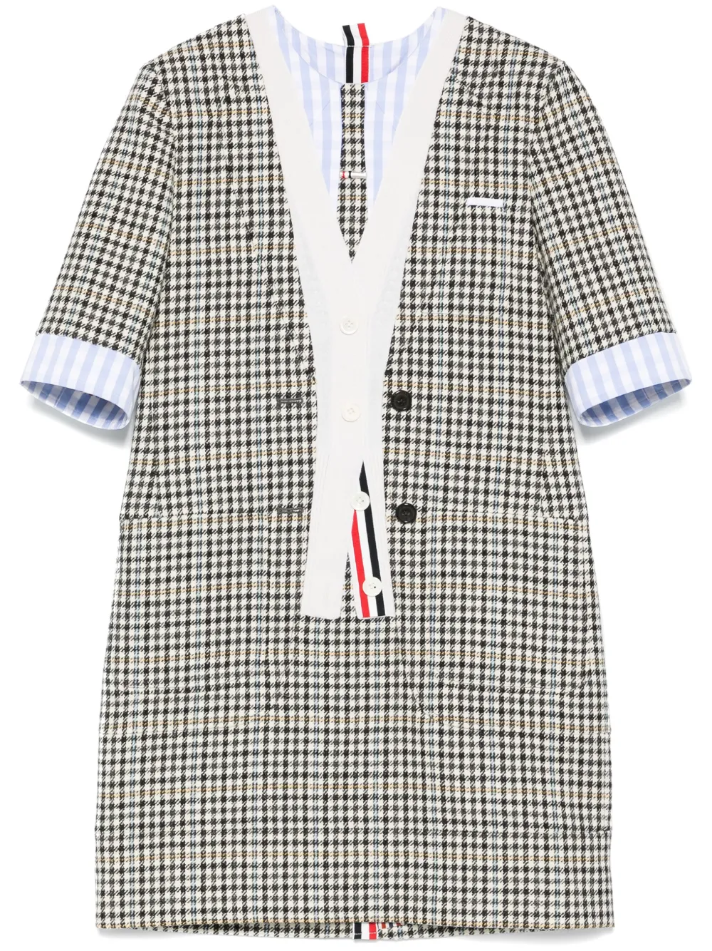 trompe l'oeil-patch checked mini dress