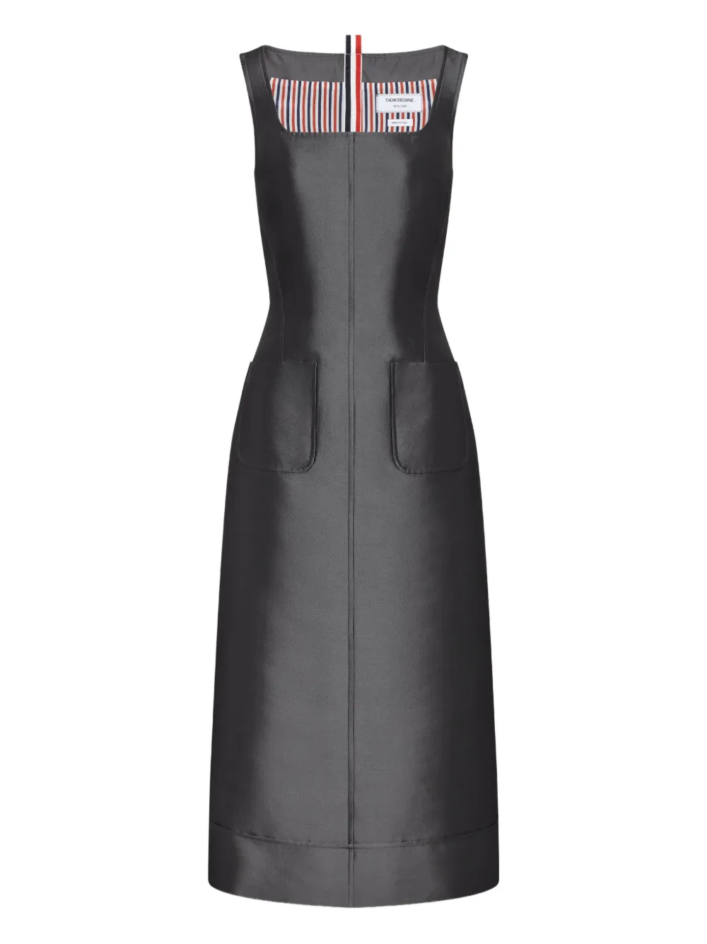 Thom Browne square-neck patch-pocket dress | Grey | Image 1