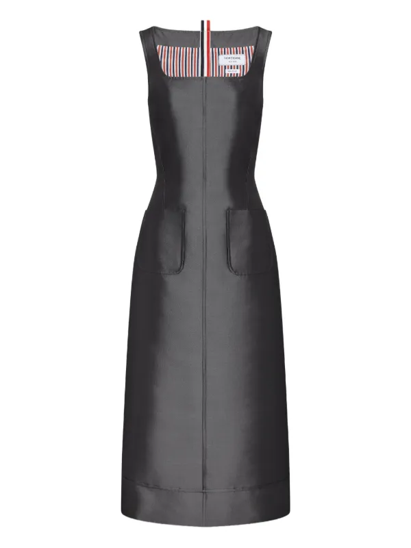 Thom Browne square-neck patch-pocket Dress | Grey | FARFETCH ID Thom Browne square-neck patch-pocket Dress | Grey | FARFETCH ID
