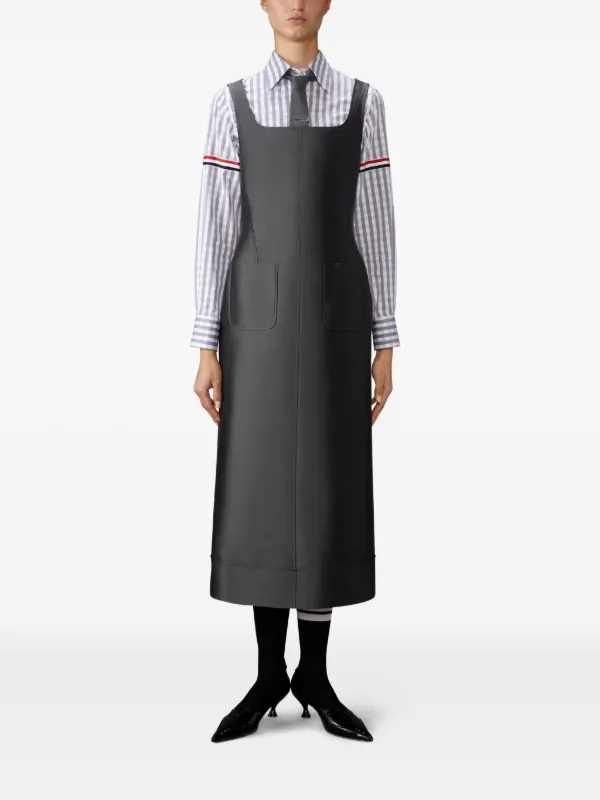Thom Browne square-neck patch-pocket Dress | Grey | FARFETCH