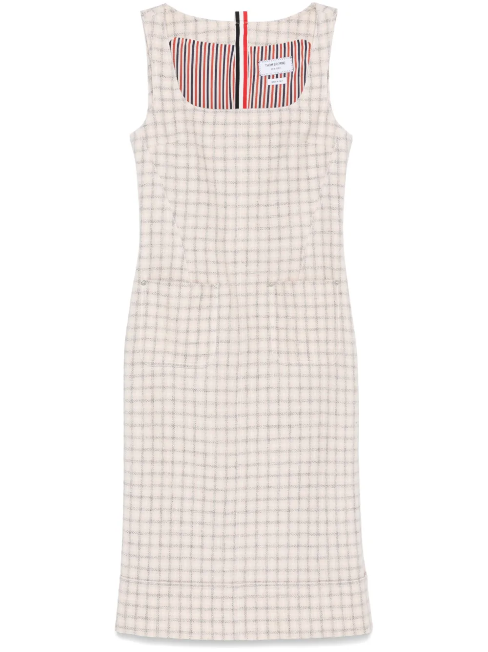 Thom Browne Geruite midi-jurk Roze
