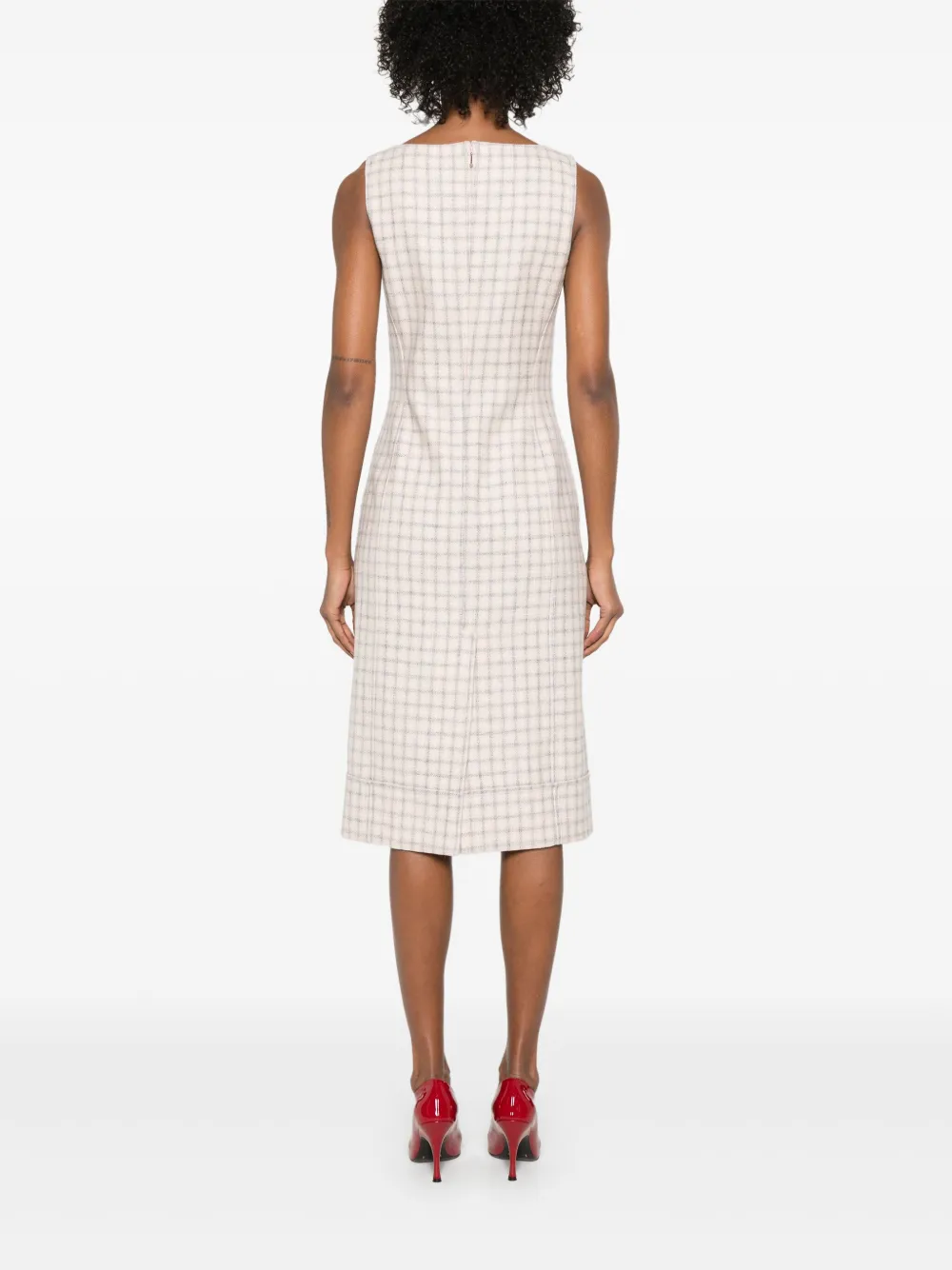 Thom Browne Geruite midi-jurk Roze