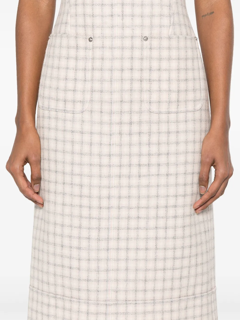 Thom Browne Geruite midi-jurk Roze