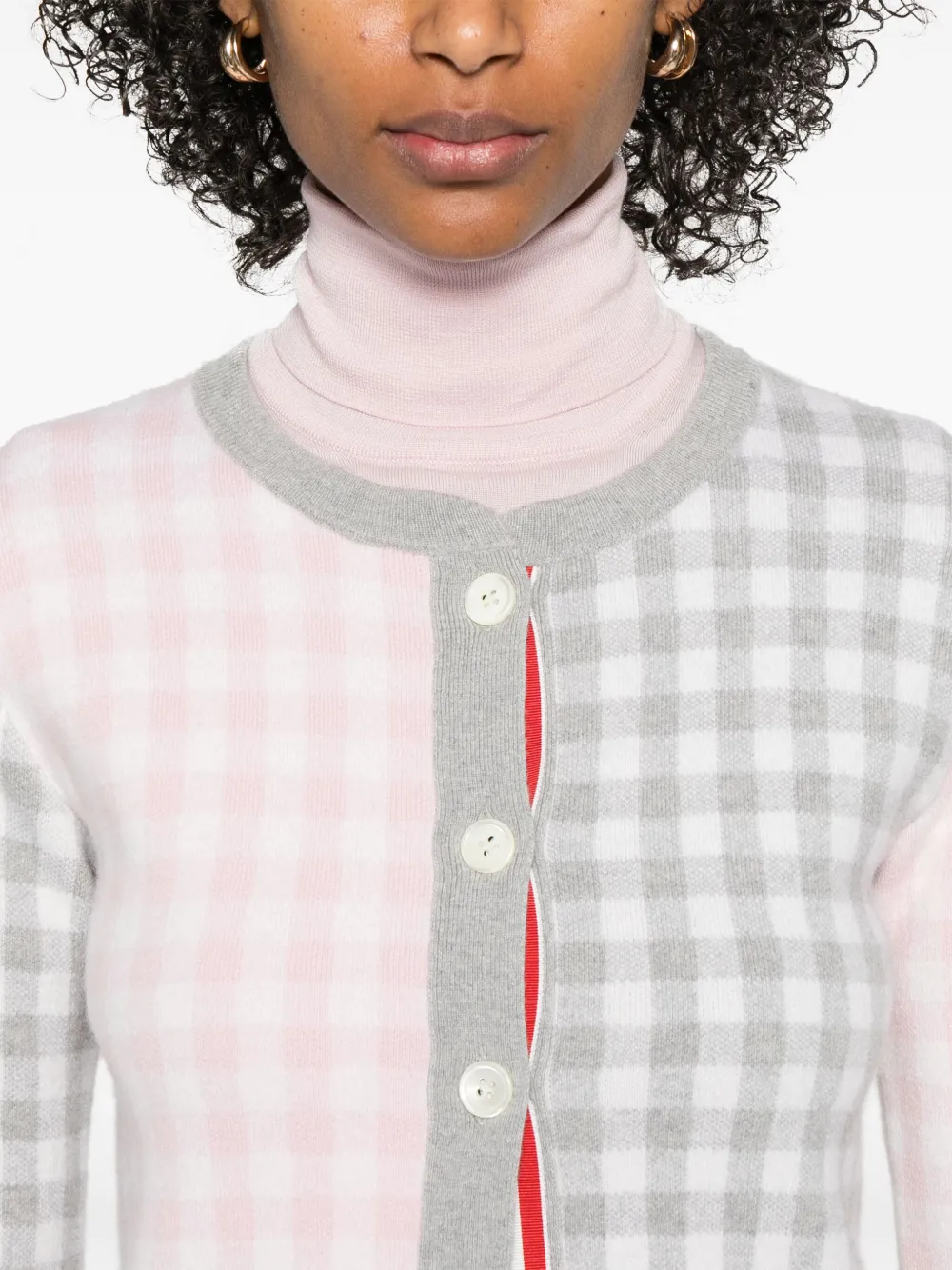 Thom Browne Wollen vest met gingham ruit Grijs