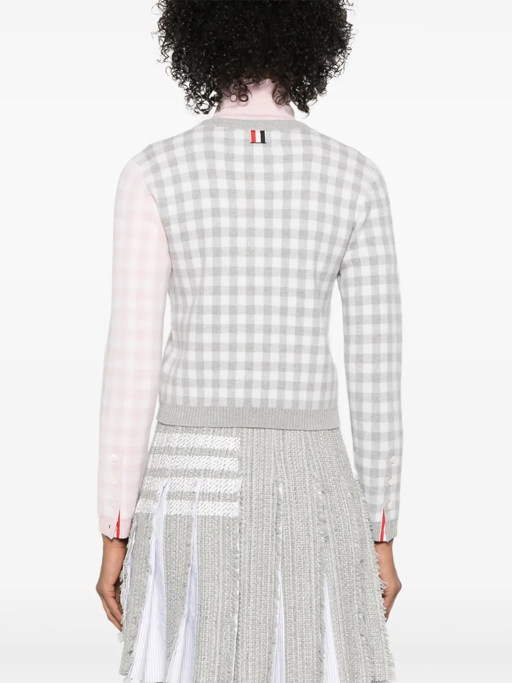 Thom Browne Wollen vest met gingham ruit Grijs