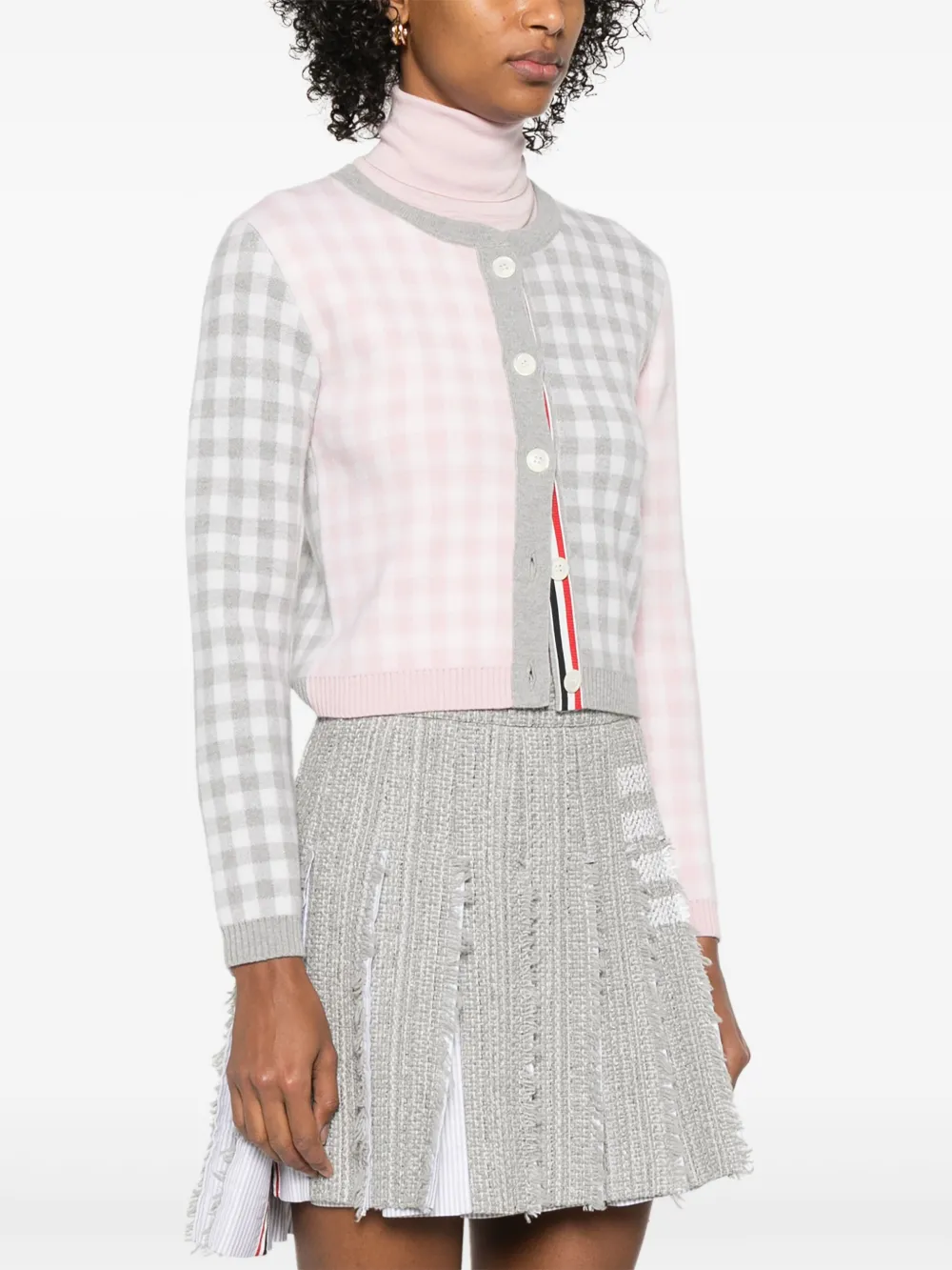 Thom Browne Wollen vest met gingham ruit Grijs