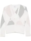 Thom Browne argyle-intarsia cashmere jumper - White