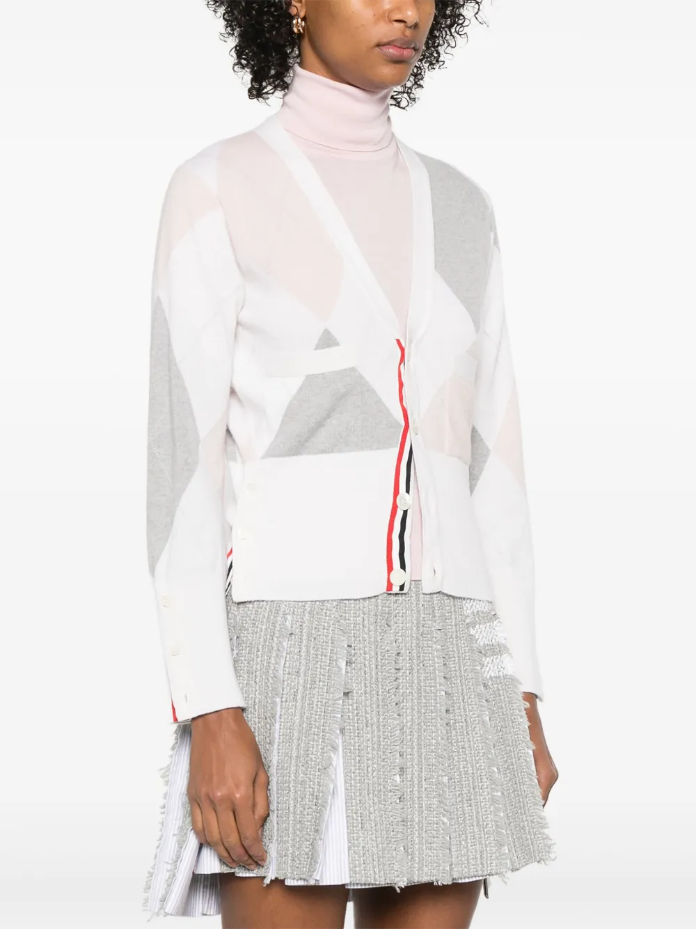 Thom Browne Kasjmier trui met argye intarsia Wit
