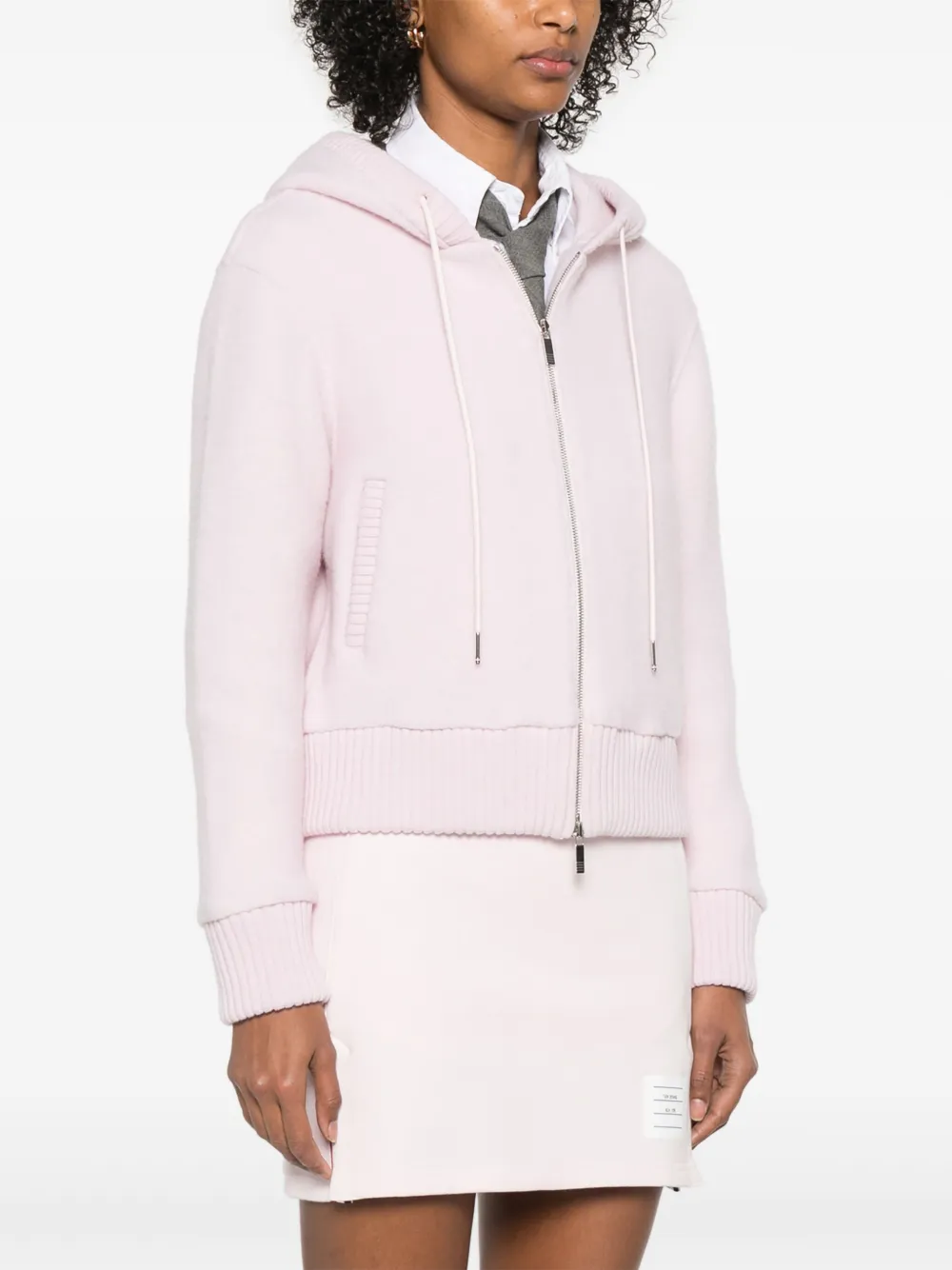Thom Browne Wollen hoodie met rits Roze