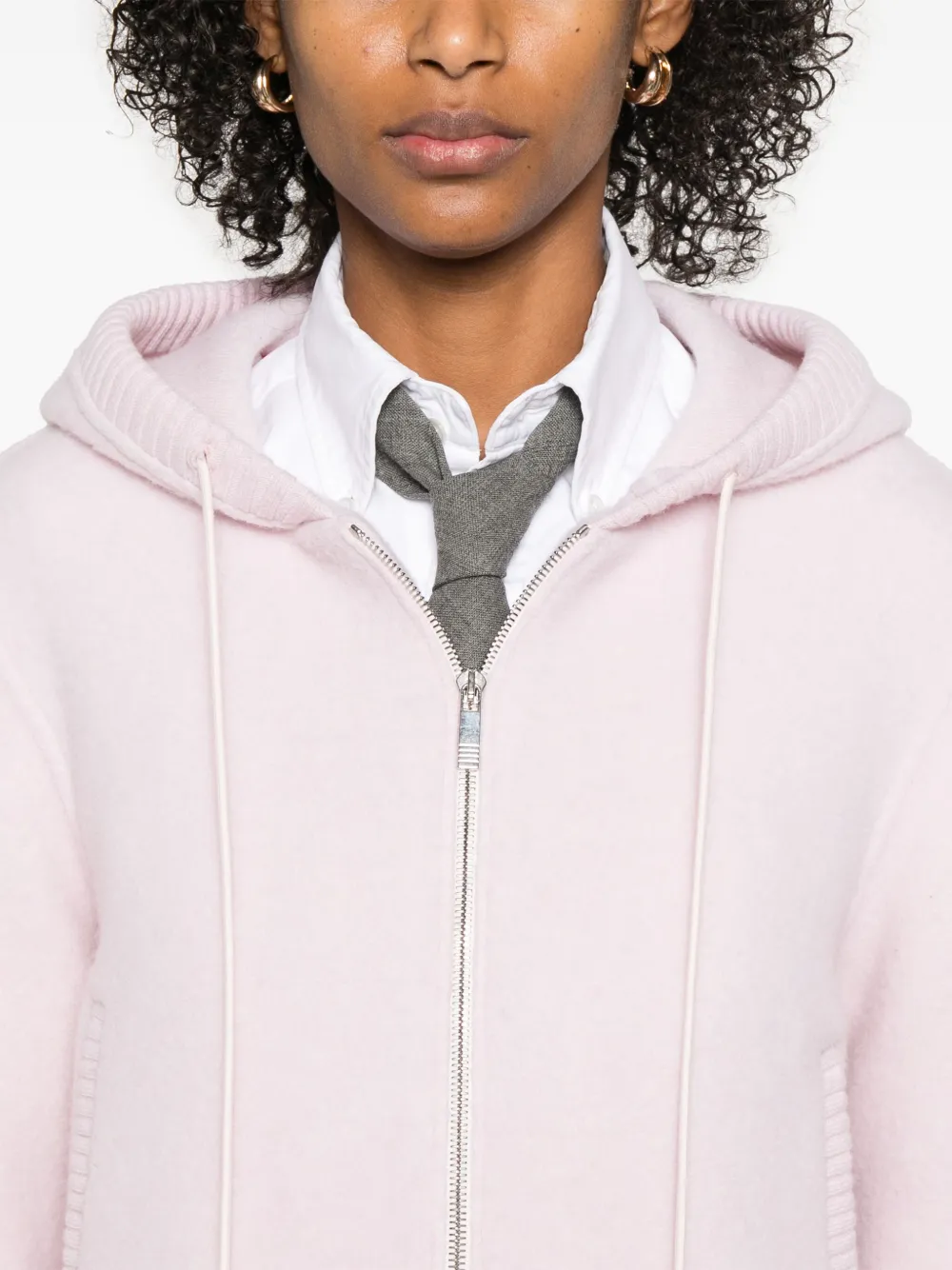 Thom Browne Wollen hoodie met rits Roze