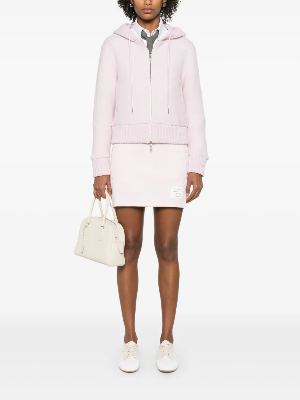 Thom Browne Wollen hoodie met rits Roze
