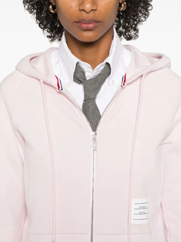 Thom Browne Classic Loopback 4-bar Zip Up Hoodie | Pink | FARFETCH