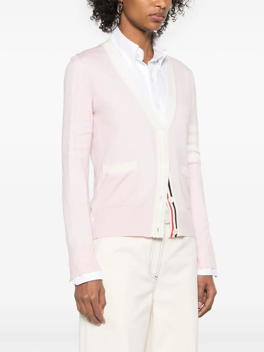 Thom Browne 4 Bar gestreept fijngebreid vest Roze