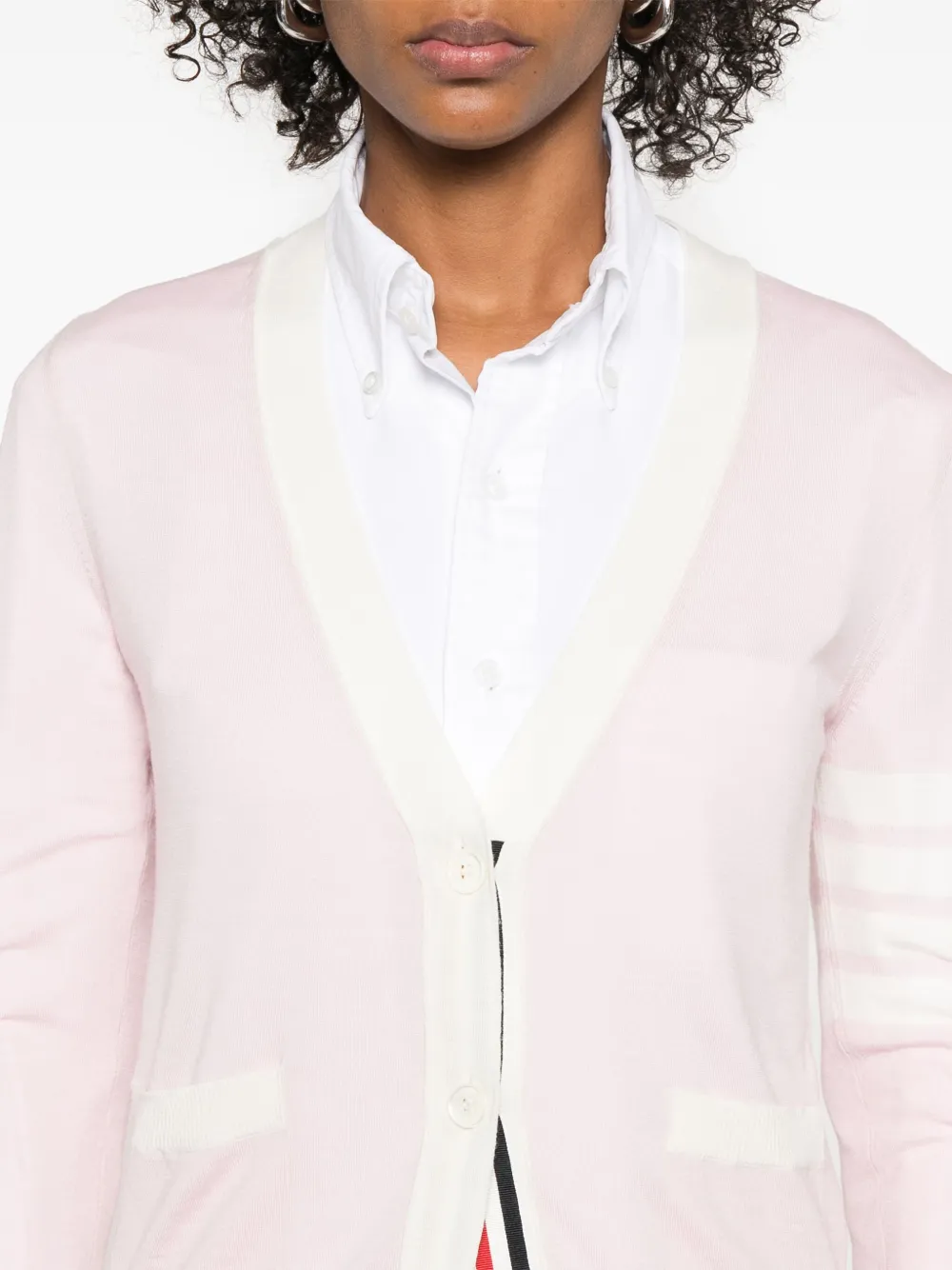 Thom Browne 4 Bar gestreept fijngebreid vest Roze