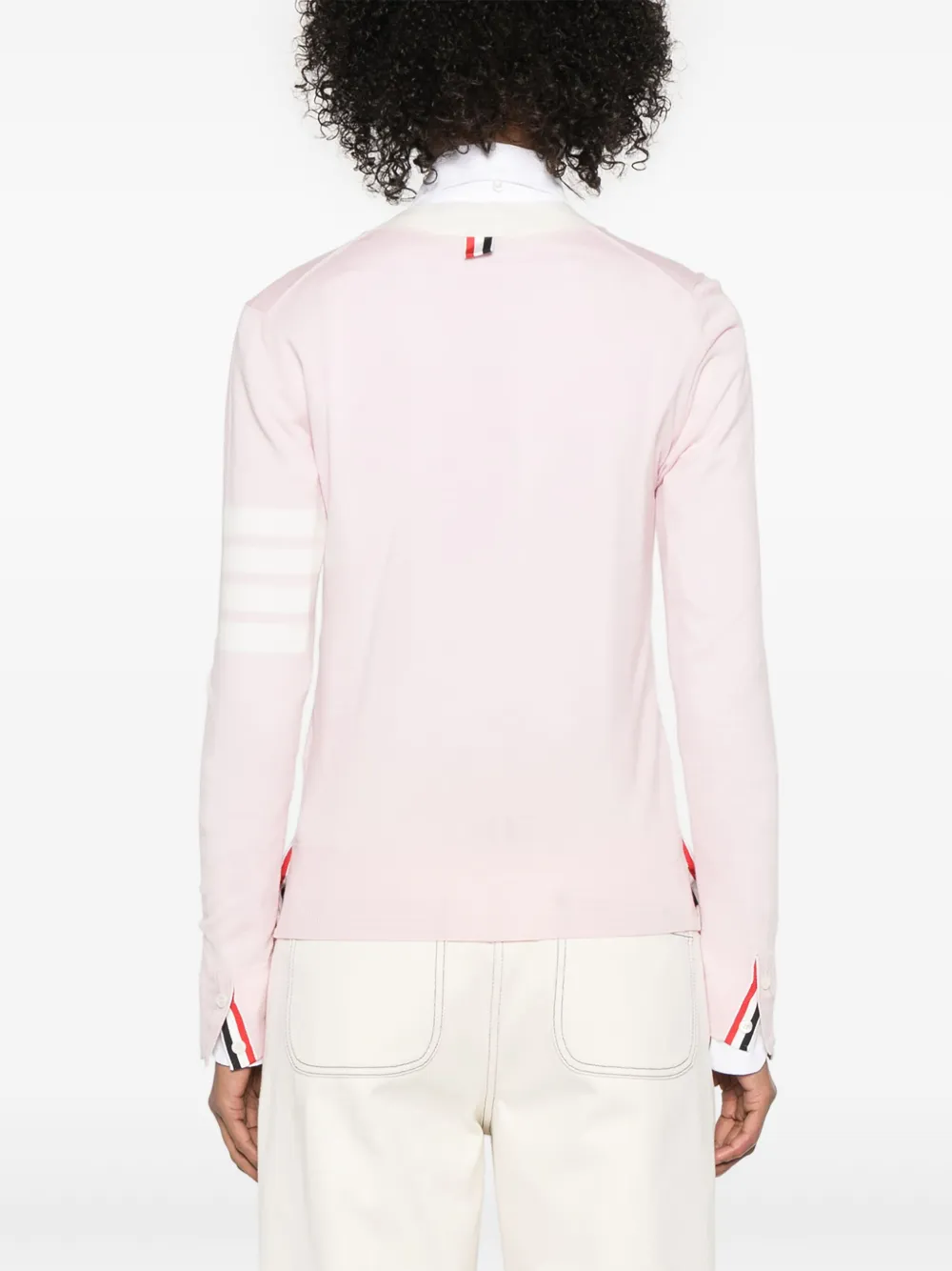 Thom Browne 4 Bar gestreept fijngebreid vest Roze