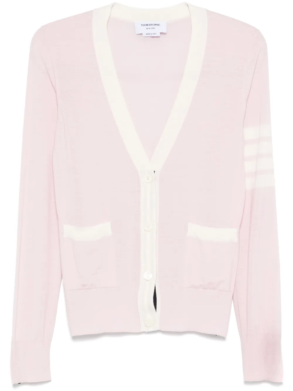 Thom Browne 4 Bar Striped fine-knitted cardigan | Pink | Image 1