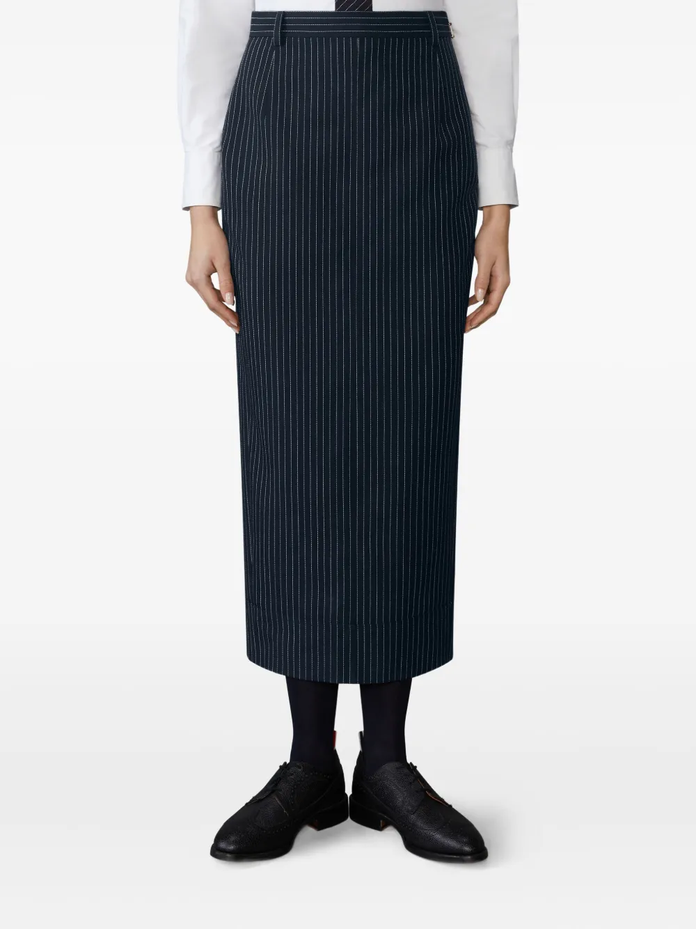 Thom Browne High-waist rok met krijtstreep Blauw