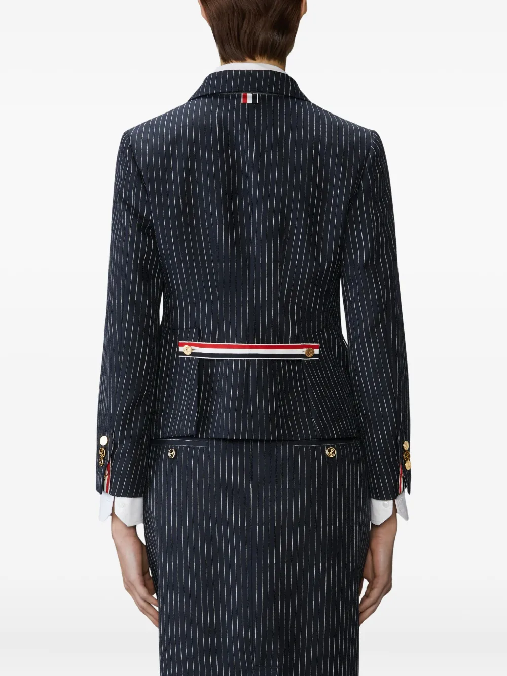 Thom Browne Getailleerde jack met krijtstreep Blauw