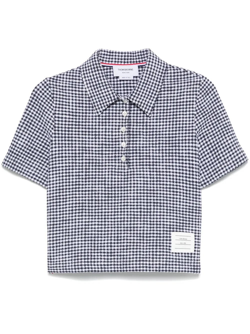 Thom Browne Tweed polotop met gingham ruit Blauw