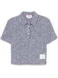 Thom Browne gingham tweed polo top - Blue