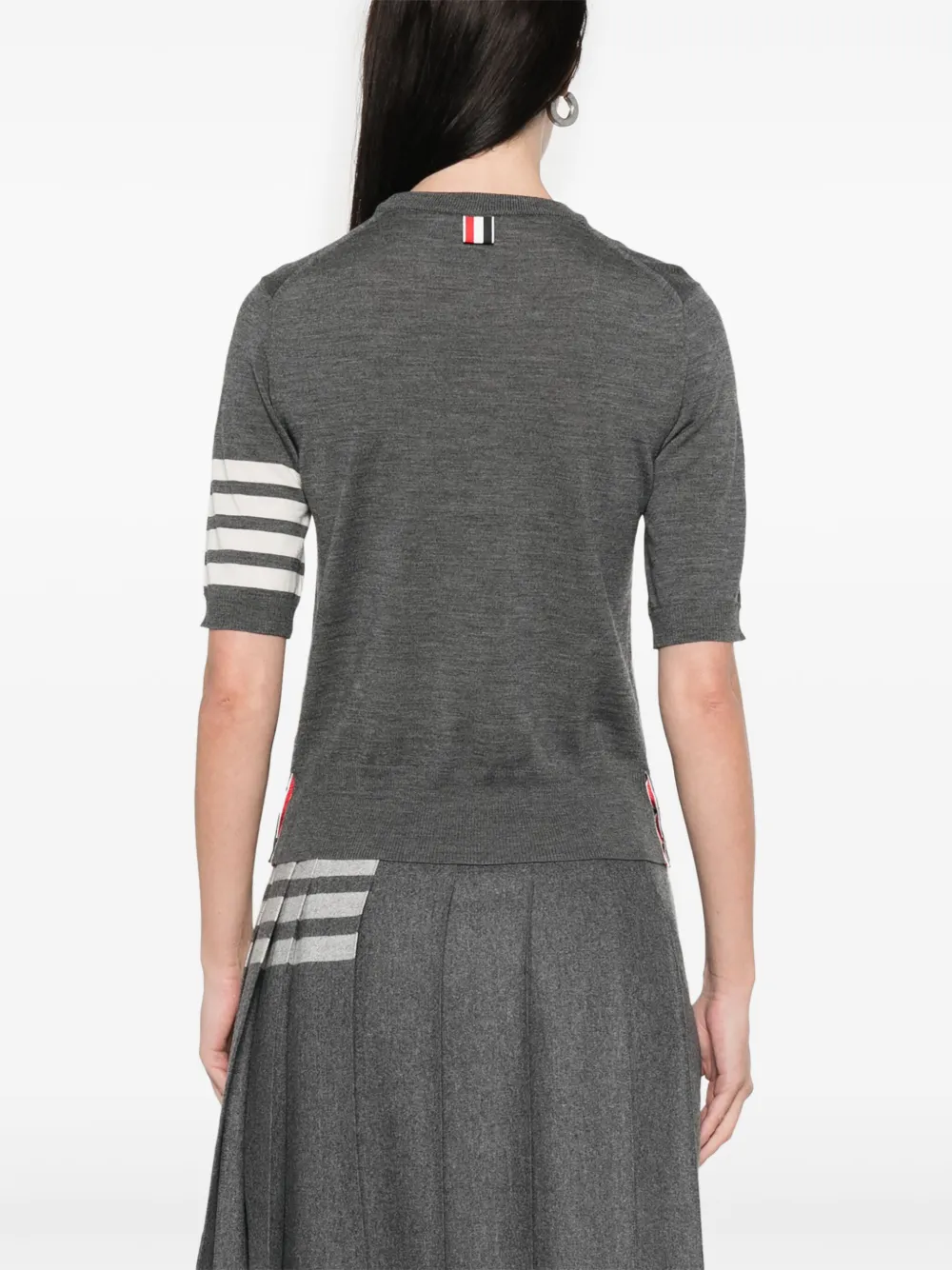 Thom Browne 4 Bar Stripes fijngebreid T-shirt Grijs