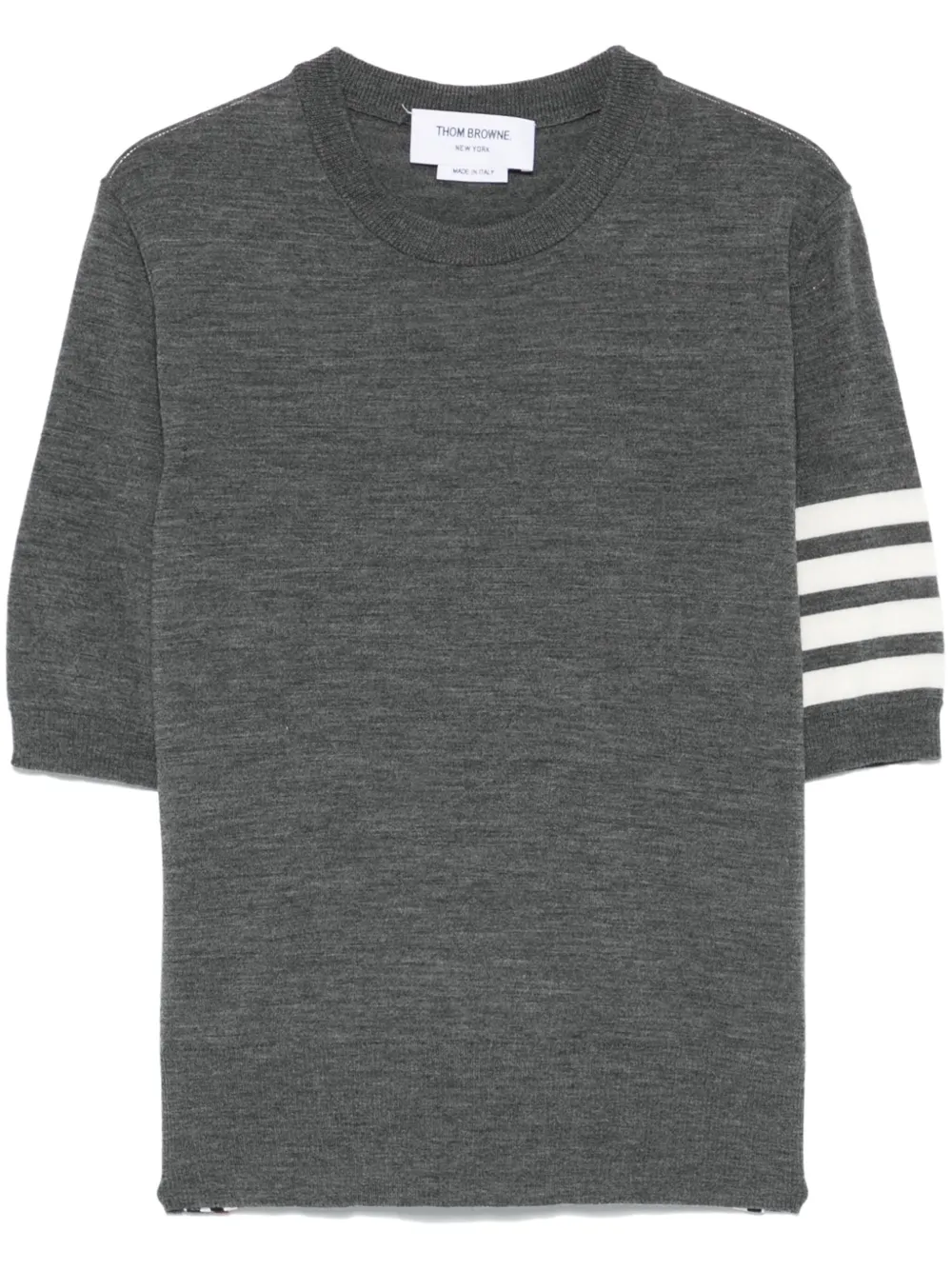 Thom Browne 4BAR Stripes ファインニット Tシャツ - グレー Thom Browne 4BAR Stripes ファインニット Tシャツ - グレー