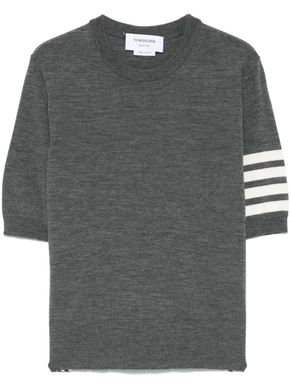 【関税&送料込】Thom Browne 4-Bar Knit T-Shirt Thom Browne 4 Bar Stripes fine-knit T-shirt | Grey | FARFETCH HK