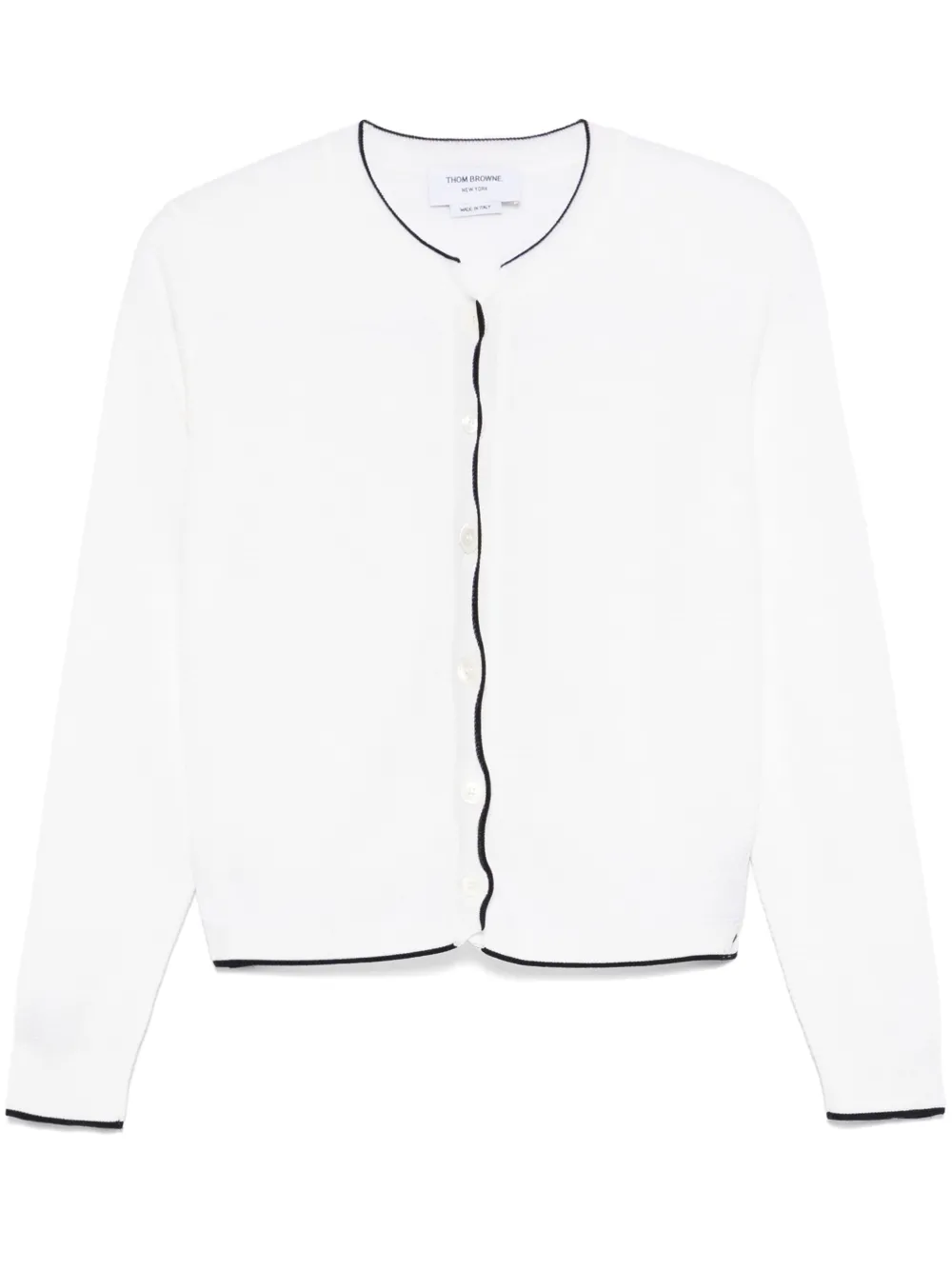 Thom Browne 4BAR ストライプ カーディガン - ホワイト Thom Browne 4BAR ストライプ カーディガン - ホワイト